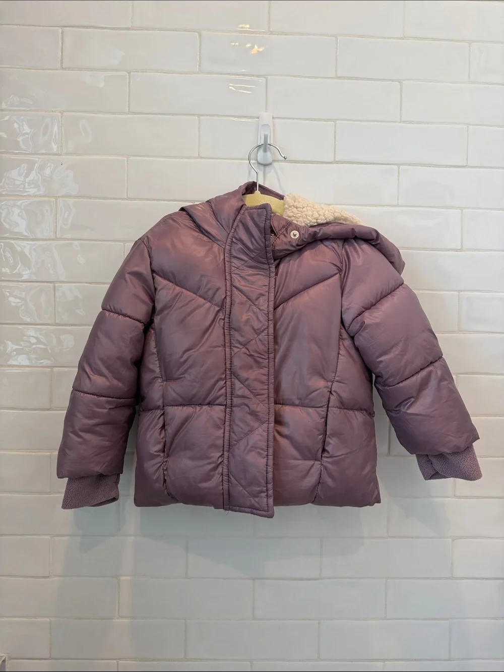 GAP Girls Hooded Puffer Jacket in Mauve